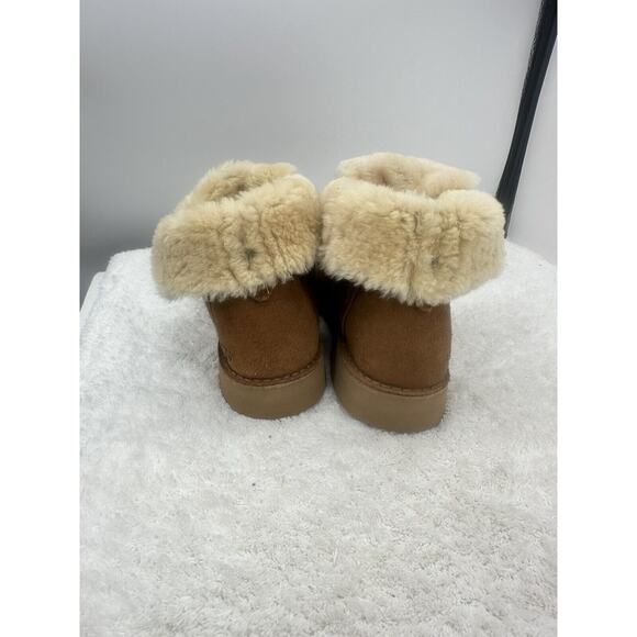 Ugg women's Quincy brown shearling lined boots size 8 Winter Warm Tie Fold Over - Picture 2 of 14